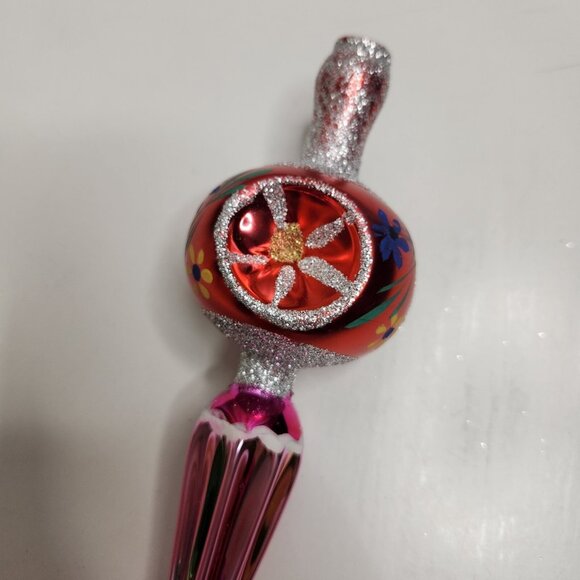 Vintage European Christmas Classic Long Hand Decorated Glass Ornament with Box - Picture 7 of 9